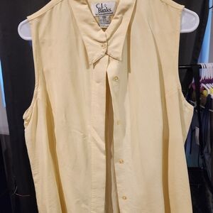 Christopher & Banks Yellow Sleeveless Button Down Shirt